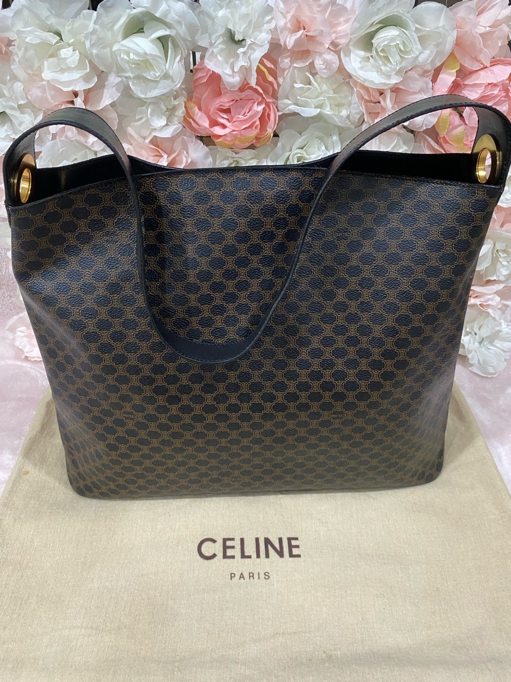Celine Brown Macadam Hobo Bag